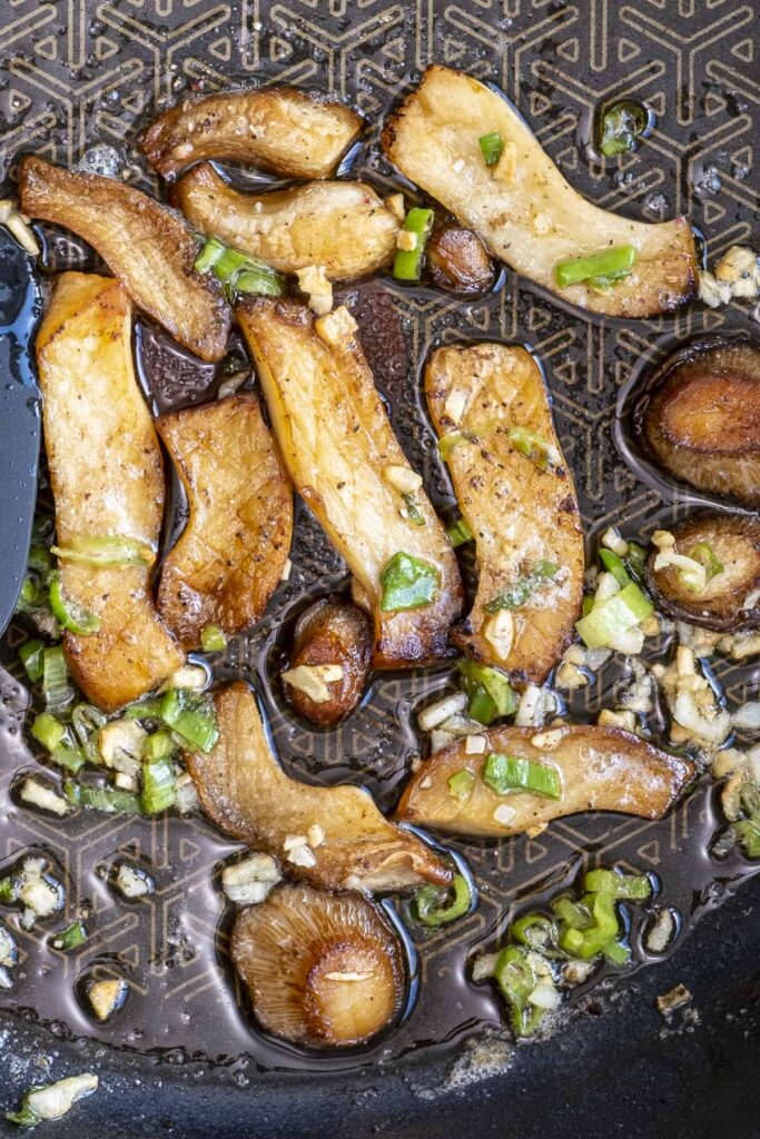 Pan fried King (Trumpet) Oysters in thyme and garlic